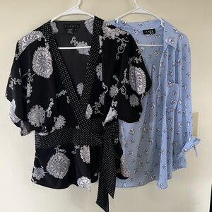 2- Pack AByer & Ninety Black and White Wrap Top